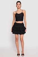Womens Almost Famous Tiered Mini Skirt, Black, Size M
