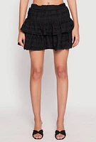 Womens Almost Famous Tiered Mini Skirt, Black, Size M