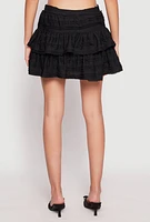 Womens Almost Famous Tiered Mini Skirt, Black, Size M