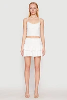 Womens Almost Famous Tiered Mini Skirt, White,