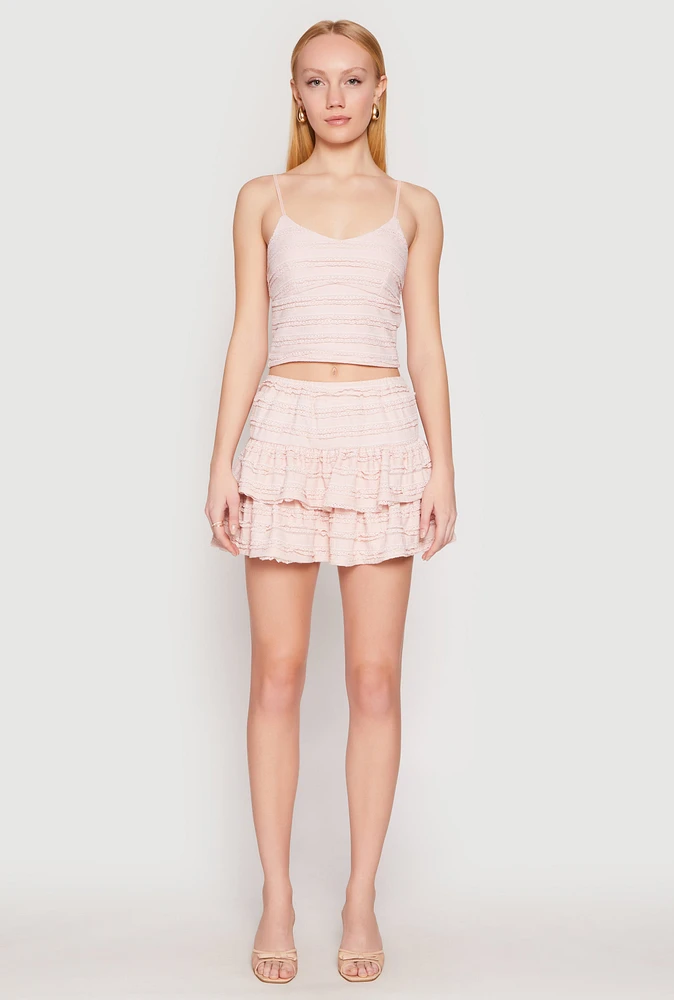 Womens Almost Famous Tiered Mini Skirt, Pink,