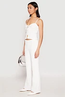 Womens Almost Famous Lace Up Crop Top, White,