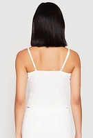 Womens Almost Famous Lace Up Crop Top, White, Size XL