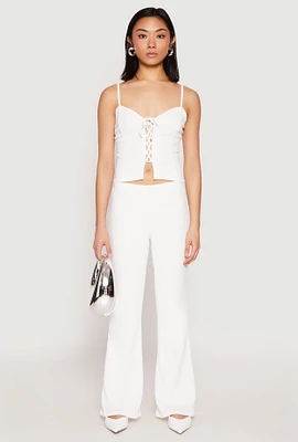 Womens Almost Famous Textured Knit Flare Pants, White,