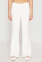 Womens Almost Famous Textured Knit Flare Pants, White, Size L