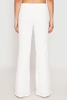 Womens Almost Famous Textured Knit Flare Pants, White, Size L