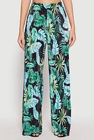 Womens Almost Famous Plisse Tropical Print Pants, Multi,