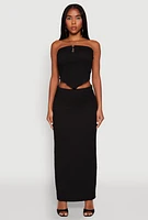 Womens Almost Famous Smocked Handkerchief Hem Tube Top, Black,