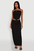Womens Almost Famous Smocked Handkerchief Hem Tube Top, Black, Size XL