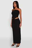 Womens Almost Famous Smocked Handkerchief Hem Tube Top, Black,