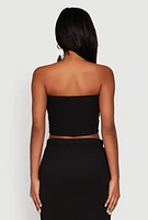 Womens Almost Famous Smocked Handkerchief Hem Tube Top, Black,