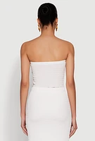 Womens Almost Famous Smocked Handkerchief Hem Tube Top, White, Size S