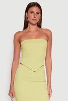 Womens Almost Famous Smocked Handkerchief Hem Tube Top, Green, Size M