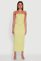 Womens Almost Famous Smocked Handkerchief Hem Tube Top, Green, Size M