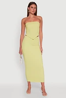 Womens Almost Famous Smocked Handkerchief Hem Tube Top, Green, Size M