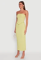 Womens Almost Famous Smocked Handkerchief Hem Tube Top, Green, Size M