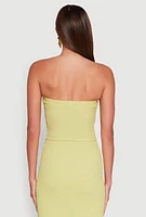 Womens Almost Famous Smocked Handkerchief Hem Tube Top, Green, Size M