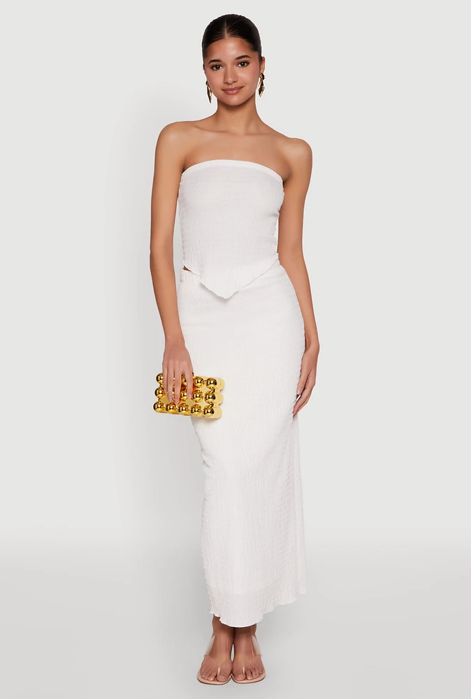 Womens Almost Famous Textured Knit Maxi Skirt, White, Size S