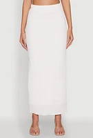 Womens Almost Famous Textured Knit Maxi Skirt, White, Size S