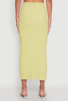 Womens Almost Famous Textured Knit Maxi Skirt, Green, Size L