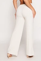 Womens Almost Famous Lace Trim Wide Leg Pants,