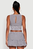 Womens Almost Famous Gingham Button Front Crop Top, Multi, Size S