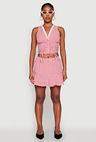 Womens Almost Famous Gingham Ruffled Mini Skirt, Red, Size XL