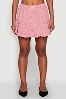Womens Almost Famous Gingham Ruffled Mini Skirt, Red, Size XL