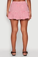 Womens Almost Famous Gingham Ruffled Mini Skirt, Red, Size XL