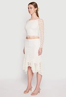 Womens Almost Famous Floral Lace Crop Top, White, Size M