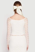 Womens Almost Famous Floral Lace Crop Top, White, Size M