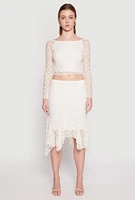 Womens Almost Famous Lined Floral Lace Skirt, White,
