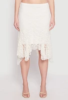 Womens Almost Famous Lined Floral Lace Skirt, White, Size L