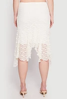 Womens Almost Famous Lined Floral Lace Skirt, White, Size L