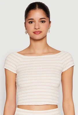 Womens Almost Famous Textured Knit Striped Top,