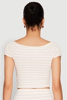 Womens Almost Famous Textured Knit Striped Top,