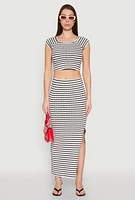 Womens Almost Famous Textured Knit Striped Top, Multi, Size L