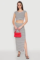 Womens Almost Famous Textured Knit Striped Top, Multi, Size L