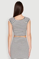 Womens Almost Famous Textured Knit Striped Top, Multi, Size L