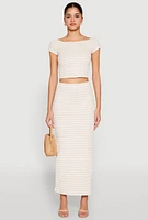 Womens Almost Famous Striped Side Slit Skirt, Khaki, Size M