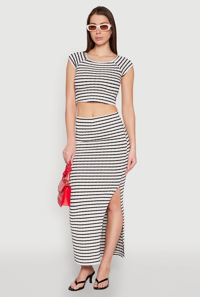 Womens Almost Famous Striped Side Slit Skirt, Multi, Size XL