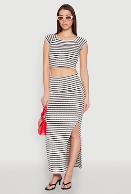 Womens Almost Famous Striped Side Slit Skirt, Multi, Size XL