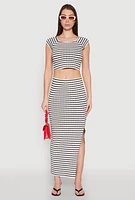 Womens Almost Famous Striped Side Slit Skirt, Multi, Size XL