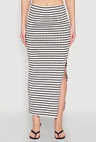 Womens Almost Famous Striped Side Slit Skirt, Multi, Size XL