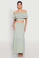 Womens Tiered Off the Shoulder Crop Top,