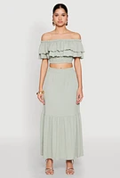 Womens Tiered Off the Shoulder Crop Top,