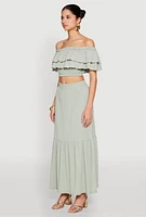 Womens Tiered Off the Shoulder Crop Top,