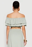 Womens Tiered Off the Shoulder Crop Top,