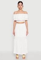 Womens Almost Famous Slit Front Tiered Skirt, White,
