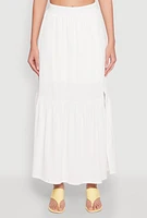 Womens Almost Famous Slit Front Tiered Skirt, White,